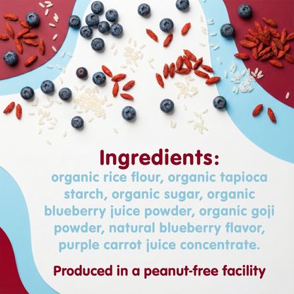Baby Mum-Mum Gentle Teething Crackers, Blueberry & Goji Berry | 24 Count (Pack of 6) | Gluten Free, Allergen Free, Non-GMO | Baby Snacks, Teether Relief Rice Rusk Cookies for Toddlers
